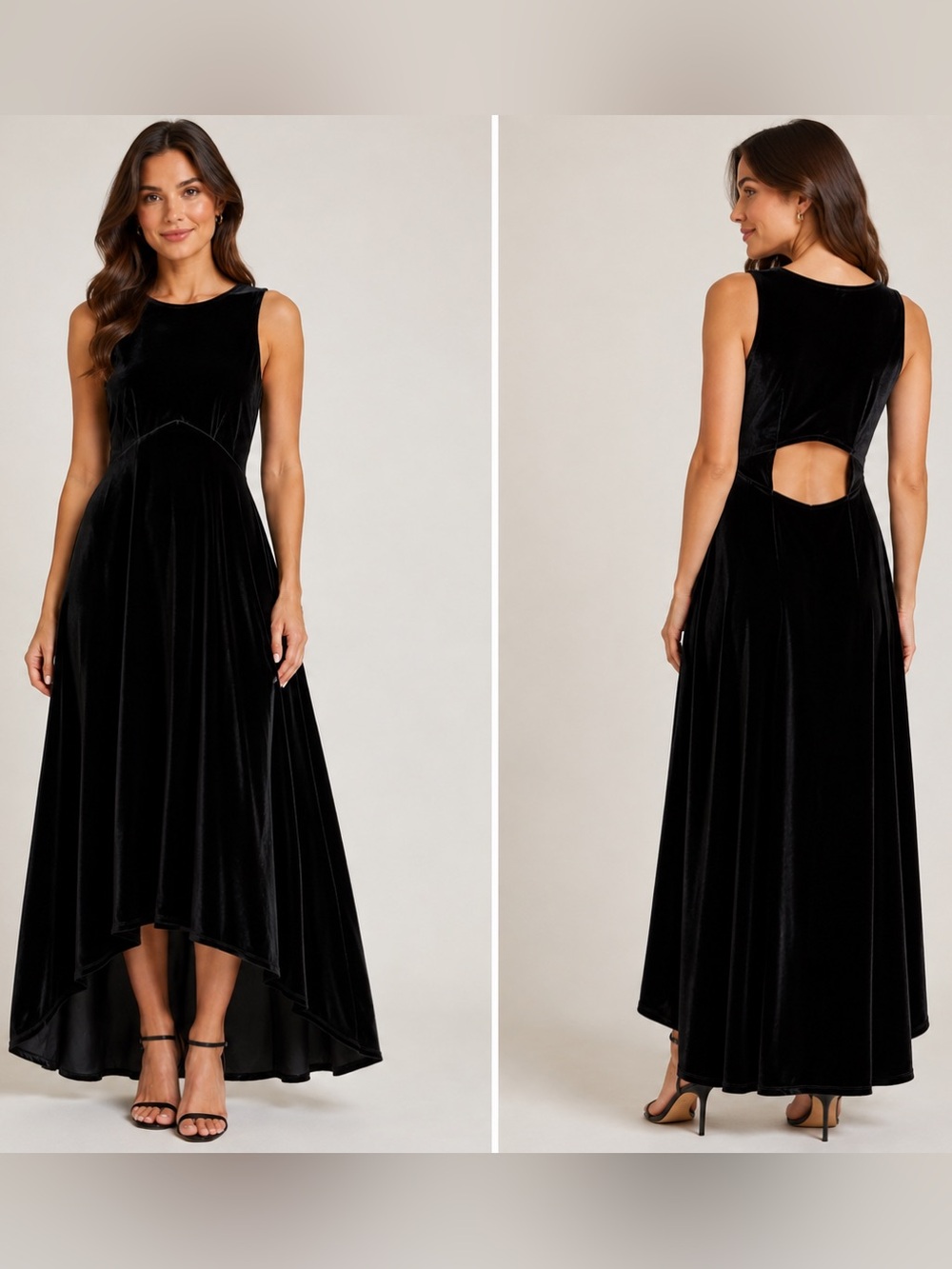 Halogen Black Velvet Cutout Back Maxi Dress M NWT